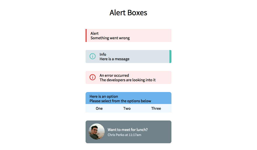 Alert boxes built with Tailwind